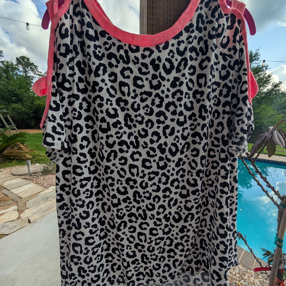Leopard Print Women's Top with Pink Accents
